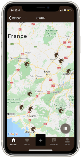 Carte géolocalisation interactive The Horsemap App